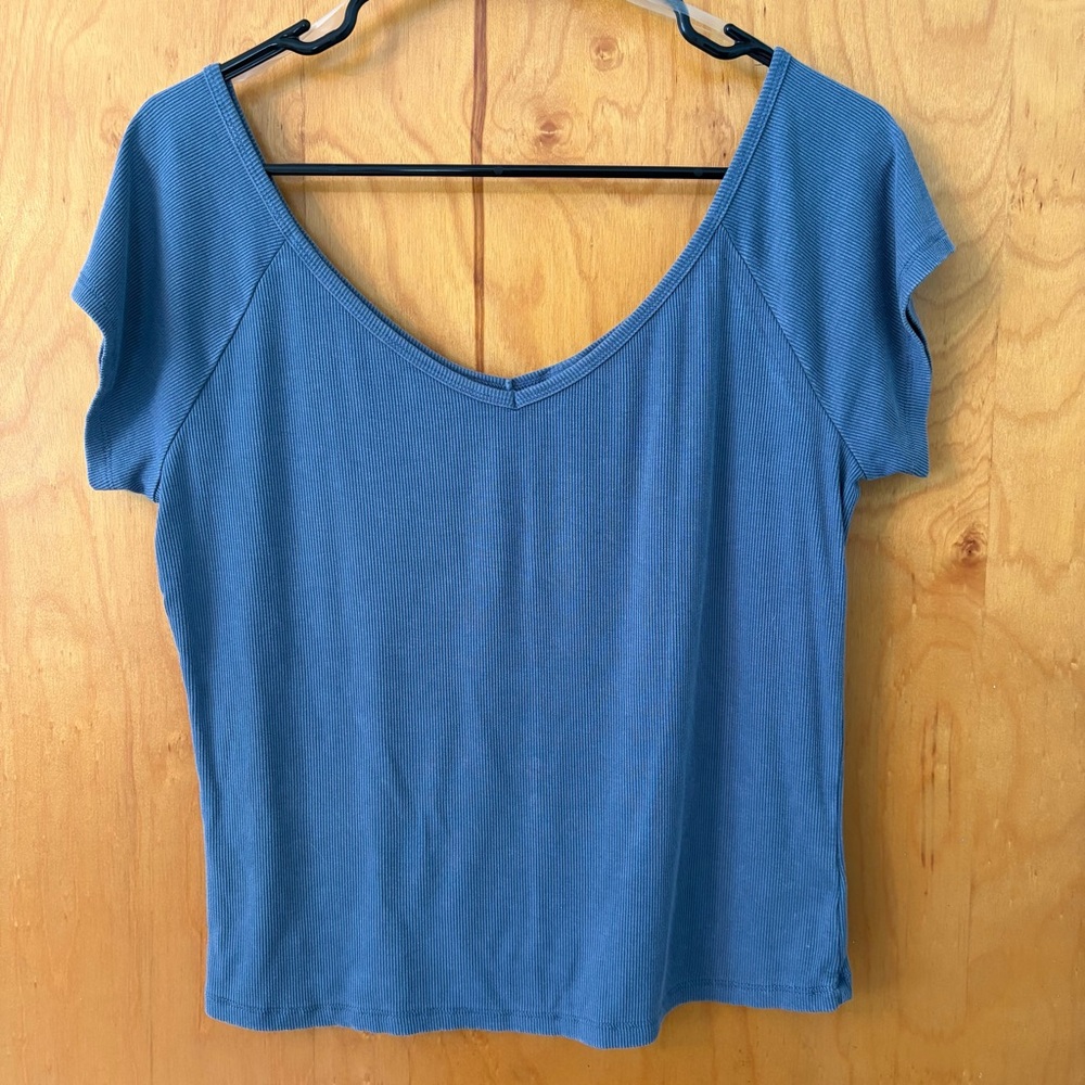 Women's Blue V-Neck Top